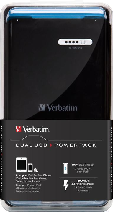 Produktbild Verbatim Ladegerät Power Pack Dual Portable (12000 mAh, 44.40 Wh)
