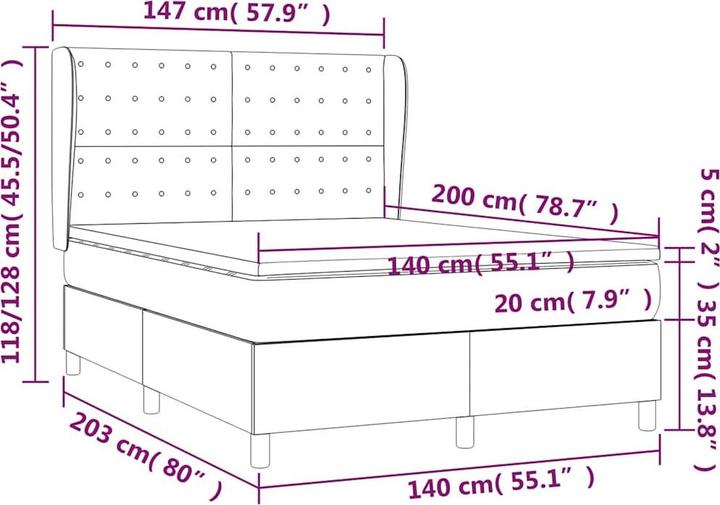Actual product image vidaXL Boxspringbett (140 x 200 cm)