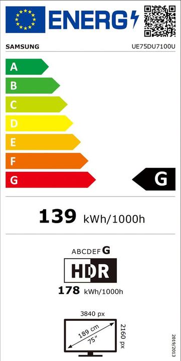 Energie-Label Samsung UE75DU7170 (75", DU7170, LED, 4K, 2024)