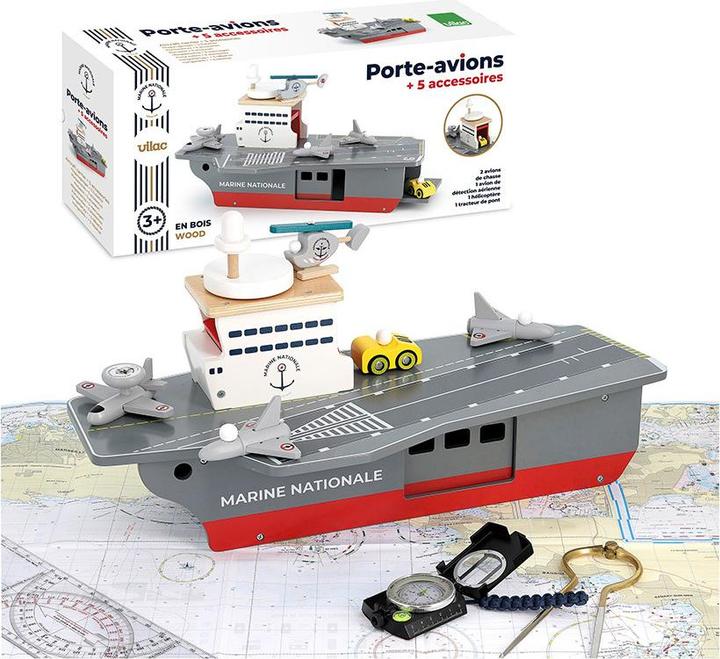 Actual product image Vilac Aircraft carrier + accessories - Marine national