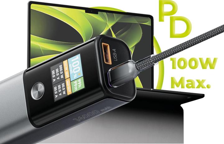 Image du produit Mobile Origin Banque d'alimentation 100W PD 14000mAh Display PowerBank PB12 - USB-C + USB-A (14000 mAh, 100 W)