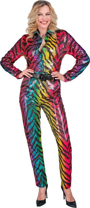 Widmann Pantalon à paillettes look tigre arc-en-ciel (M)