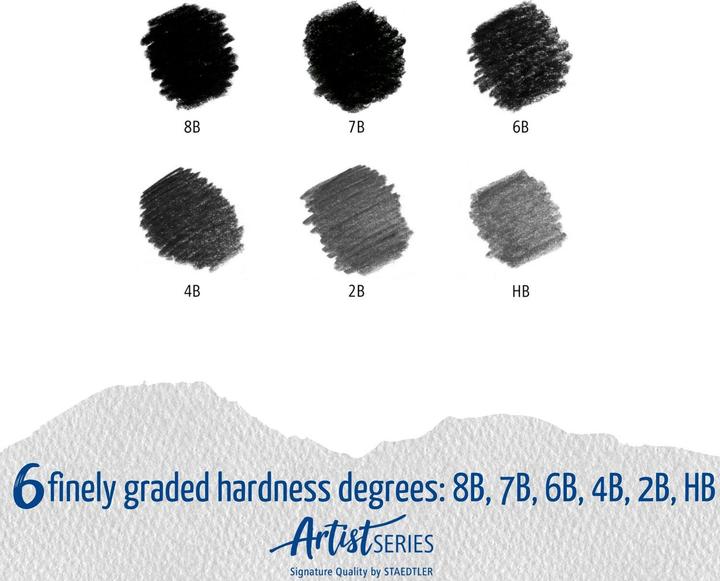 Actual product image Staedtler Pencil Mars® Lumograph® 100 Lead thickness: 2 mm Designation of hardness: 8B, 7B, 6B, 4B, 2 (2 mm, 2B, 4B, 6B, 7B, 8B, HB, 6x)