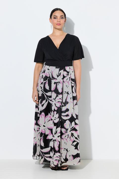 Produktbild Ulla Popken Maxikleid, Ausbrenner, V-Ausschnitt, Halbarm (58, 60)