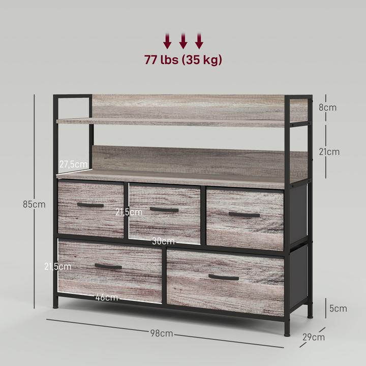 Image du produit Homcom Kommode Polyester, MDF Grau (29 x 98 x 85 cm)