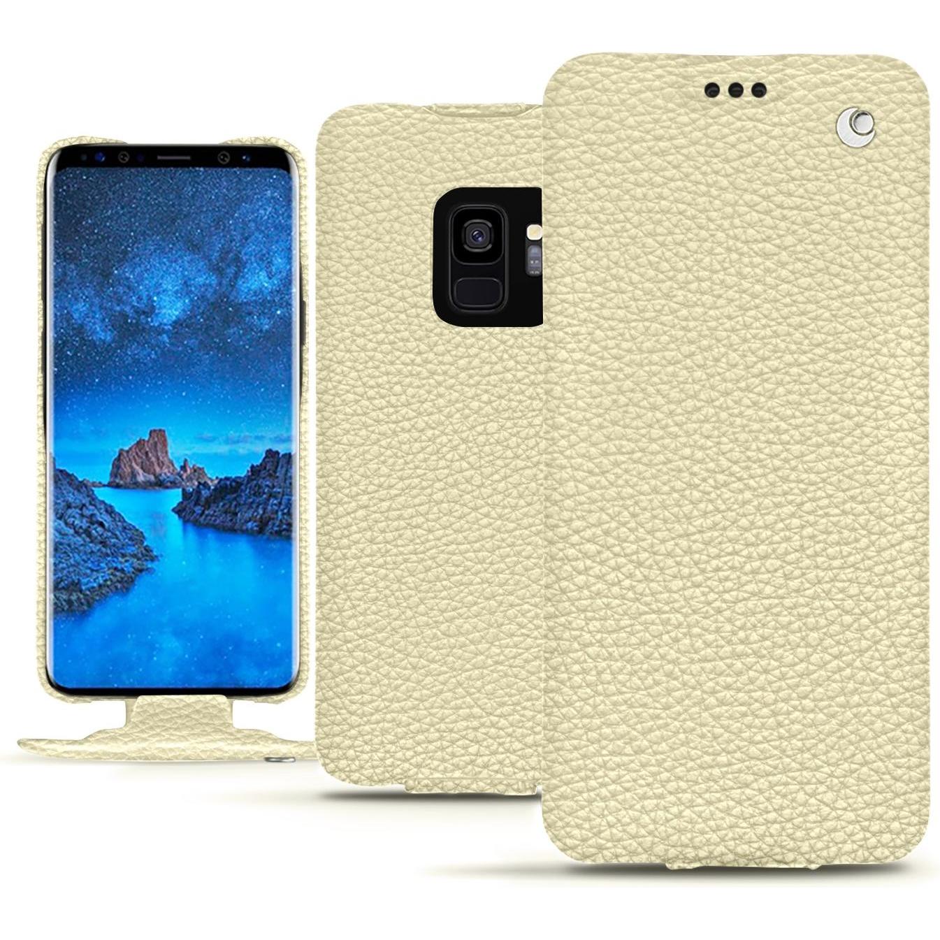 Noreve Lederschutzhülle vertikal (Samsung Galaxy S9), Smartphone Hülle, Weiss