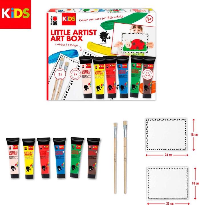 Actual product image Marabu Little Artist Art Box KiDS (Yellow, Green, Blue, Red, Brown, Beige, 36 ml)