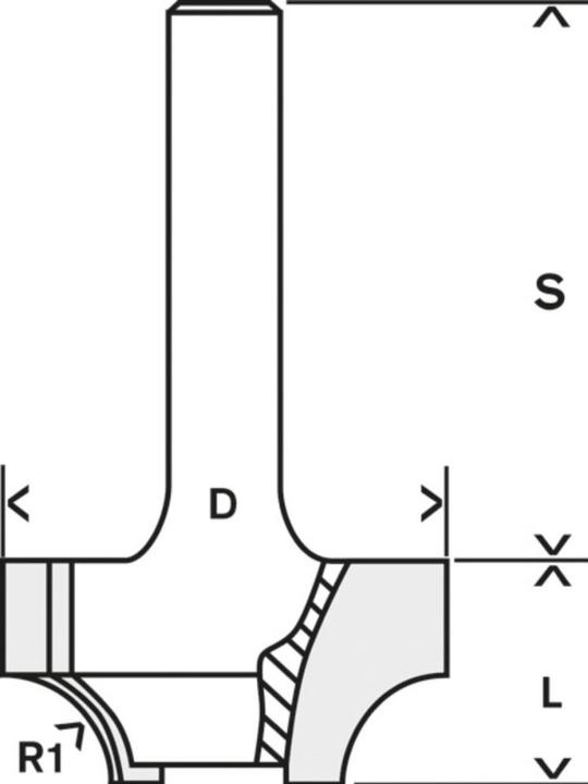 Produktbild Bosch Professional Zubehör Kantenformfräser E, 8 mm, R1 6,3 mm, D 25,4 mm, L 14 mm, G 46 mm