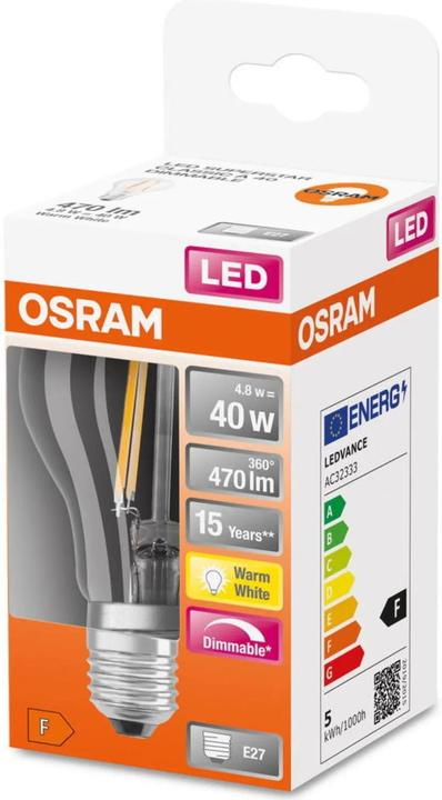 Image du produit Osram Retrofit Classic A (E27, 4.50 W, 470 lm, 1 x, F)