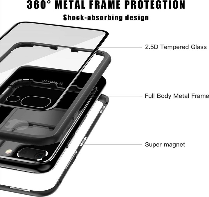 Produktbild G-Case Apple iPhone 7 Plus Aluminium Magnetic Glass Backcover Hülle (Apple iPhone 7 Plus)