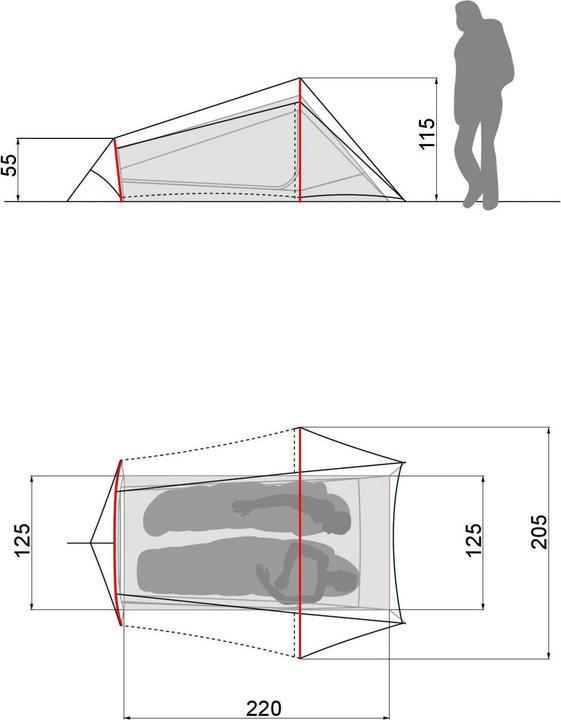 Actual product image Vaude Ultralight Lizard 2P Tent, wild lime (Tunnel tent, 1.50 kg, 2 persons)