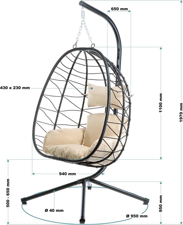 Image du produit Wiltec Fauteuil suspendu (130 kg)