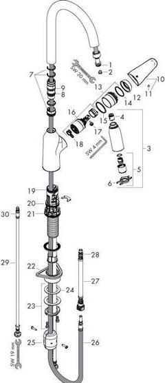 Image du produit hansgrohe Focus M42 Mitigeur Cuisine 220, douchette extractible, 2 jets