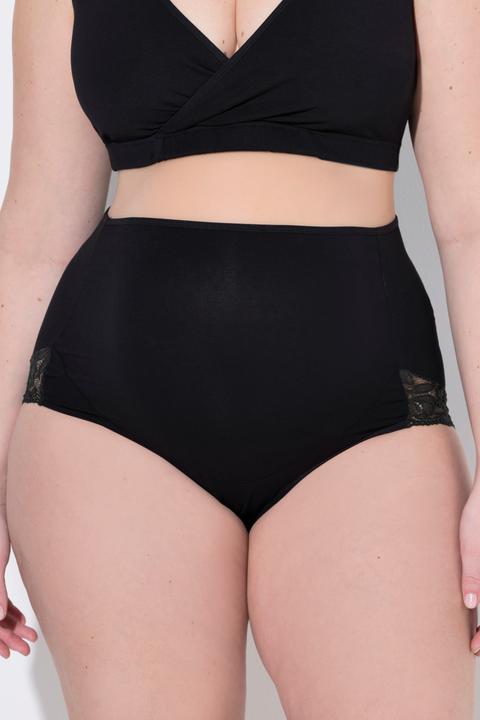 Actual product image Ulla Popken Bellieva Eco Cotton Lace Inset Stretch Brief Panty (50, 52)