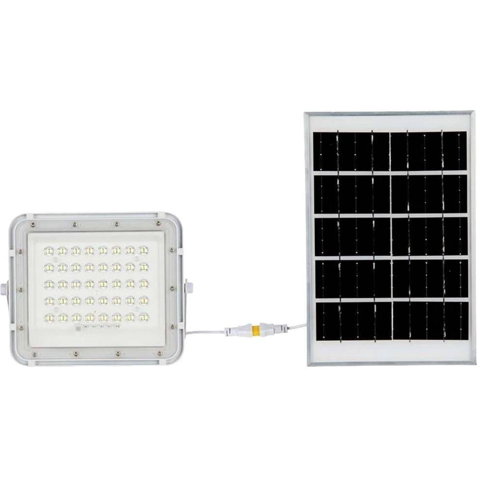 Thumbnail - V-TAC, Fassadenbeleuchtung, VT-80W 7841 LED-Flutlichtstrahler, Solarmodul 10 W Kaltweiss Weiss (800 lm, IP65)