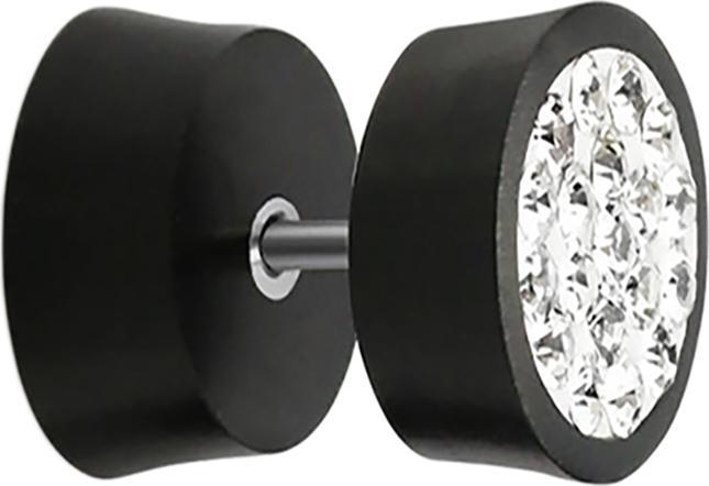 Immagine prodotto Star Piercing Tappo finto in legno di Areng con cristallo d'argento e strato protettivo epossidico (Organico, senza ottone)