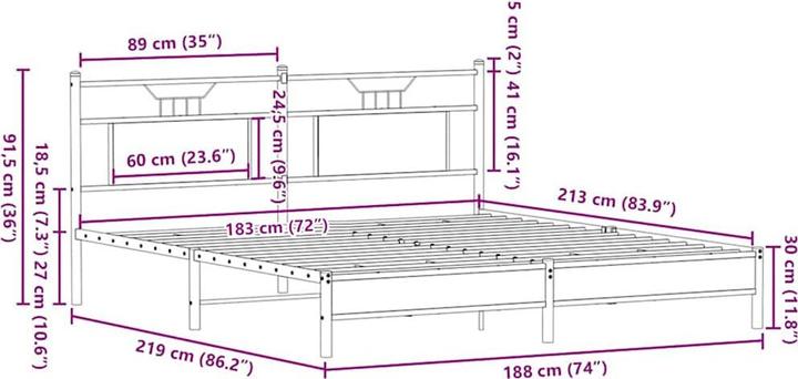 Image du produit vidaXL Bettgestell (183 x 213 cm)