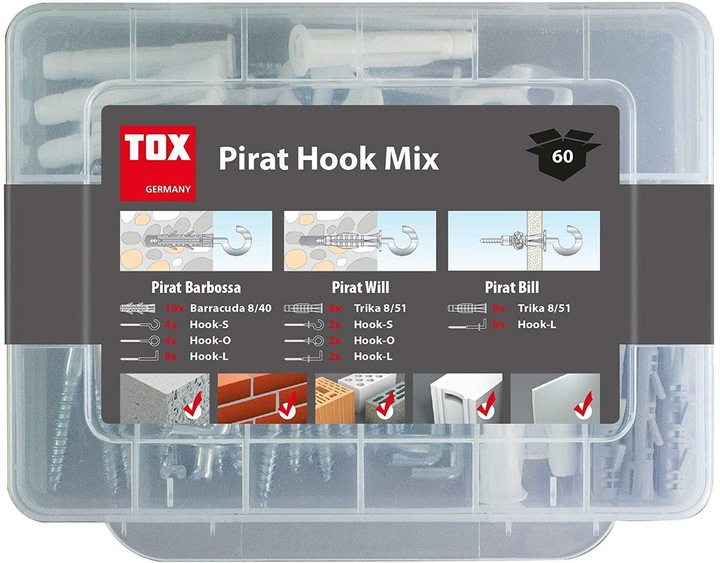 Actual product image Tox Hook dowel Pirate Hook Mix 60 pieces (60 pcs.)