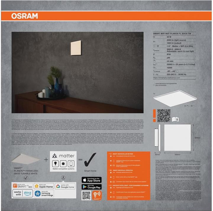 Produktbild Osram SMART+ Matter Planon Frameless 300x300mm Tunable White (1600 lm)
