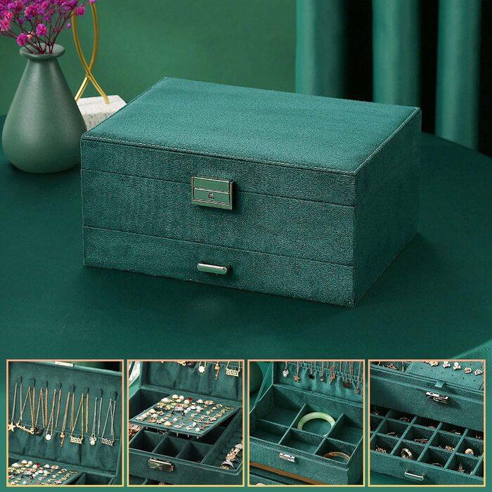 Produktbild Only-Bags.Store Schmuckkästchen, Samt-Schmuckkästchen mit 2 Ebenen, Schmuckkästchen für Damen, Schmuckkästchen für