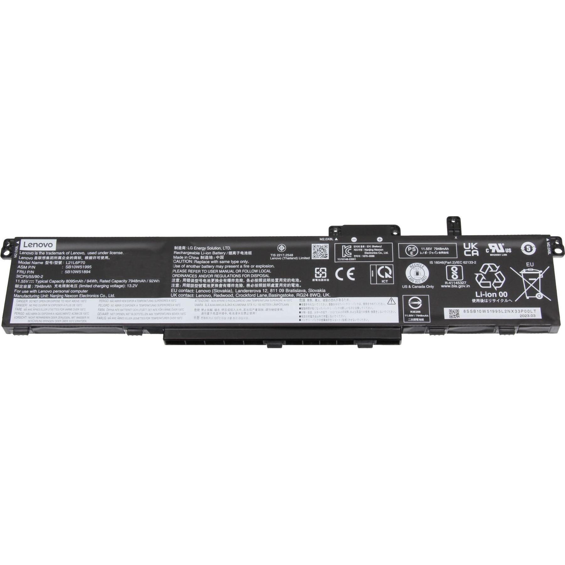 Lenovo 5B11M90090 (6 Zellen, 8120 mAh), Notebook Akku