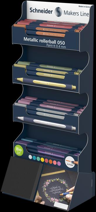 Produktbild Schneider Rollerball Paint-it (frosted violet metallic, Copper Metallic, Silver Metallic, vintage red metallic, gold metallic, Rose Metallic, polar blue metallic, vintage green metallic, 80 x)