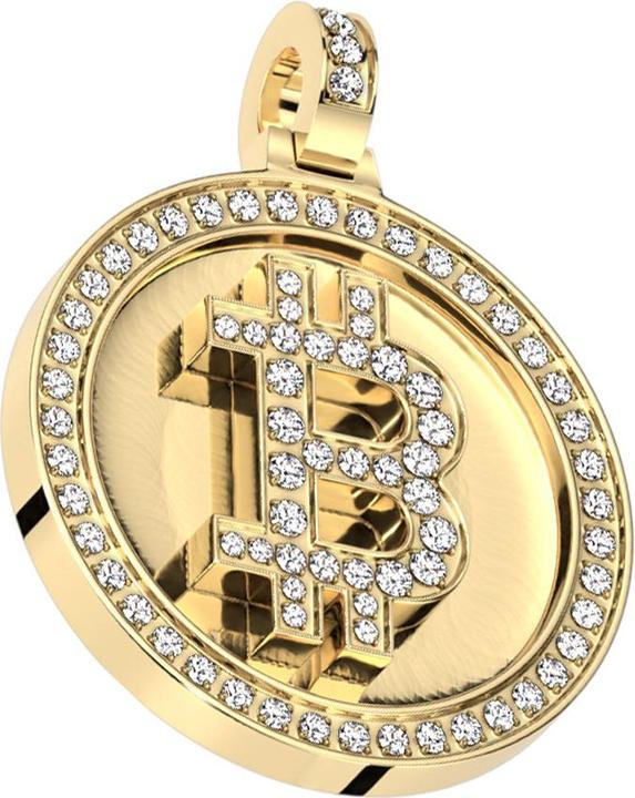 Immagine prodotto Star Piercing Ciondolo Bitcoin placcato oro con cristalli (senza ottone, Acciaio chirurgico 316L)