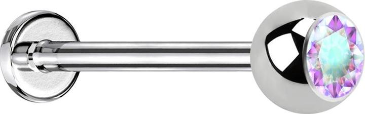 Produktbild Star Piercing Micro Labret silber mit Kugel und Kristall multicolor (Chirurgenstahl 316L, ohne Messing)