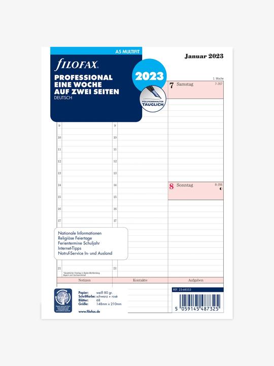 Produktbild Filofax Einlage Kalendarium (A5)