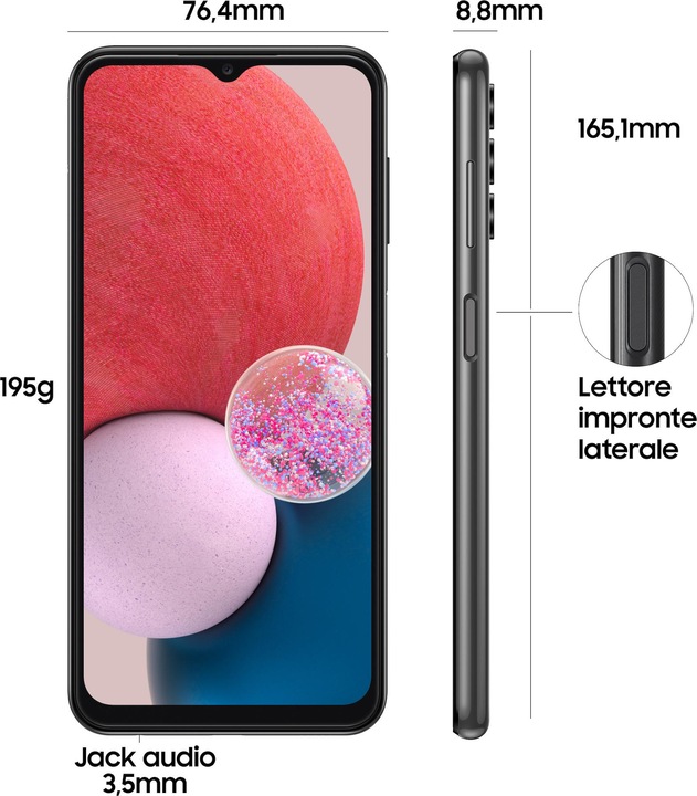 Actual product image Samsung Galaxy A13 EU (64 GB, Black, 6.60", Dual SIM, 50 Mpx, 4G)