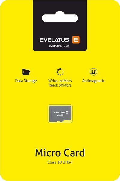 Energy Label Evelatus Micro Card SD 64GB 3.0 EMC01 W:20mb/s R:60mb/s (64 GB, microSDXC)