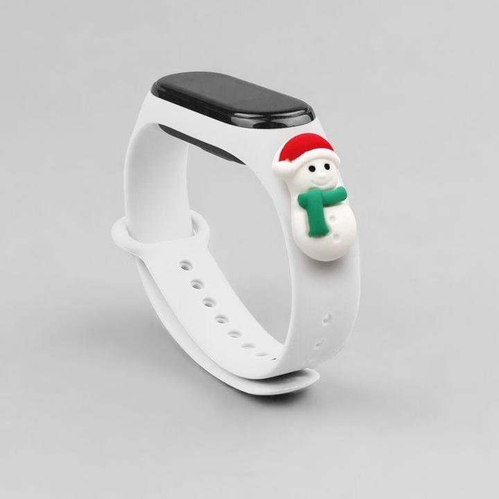 Actual product image Hurtel Strap Xmas Wristband for Xiaomi Mi Band 4 / Mi Band 3 Christmas Silicone Strap Bracelet White (Snowm (Plastic)