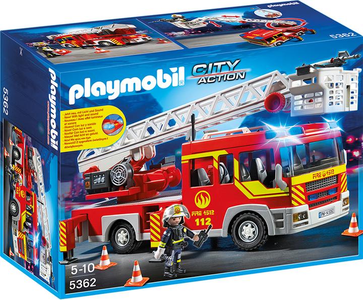 Playmobil Feuerwehr-Leiterfahrzeug mit Licht und Sound (5362, Playmobil City Action)