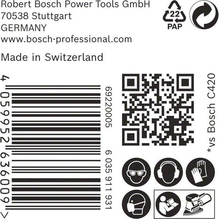 Image du produit Bosch Professional Zubehör EXPERT C470 Papier abrasif, 102 x 62/93 mm, G 180, 50 pièces (180)