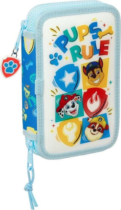 Paw Patrol Doppel-Federtasche The Pups rule Blau 12.5 x 19.5 x 4 cm 28 Stücke
