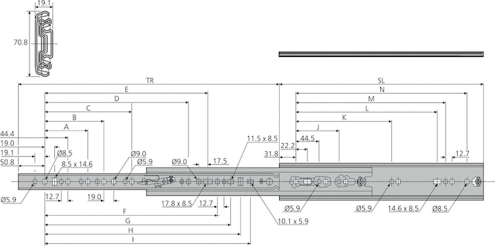 Actual product image Accuride Full extension ball bearing slides (heavy duty rail) 7957