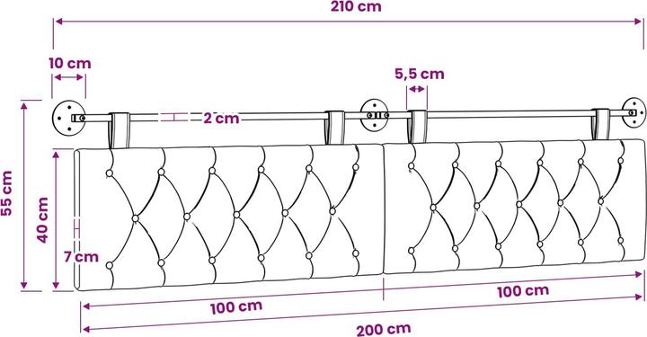 Actual product image vidaXL Modernes Kopfteil (210 x 7 x 7 cm)