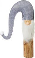 Cepewa Gnome felt standing on a wooden trunk, gray 58cm