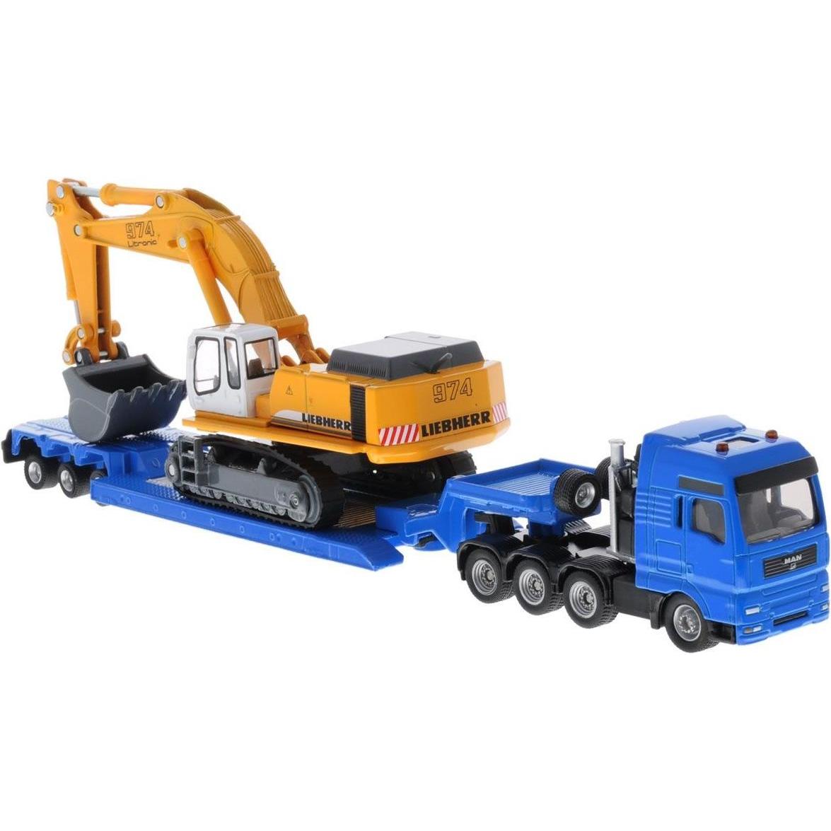 Thumbnail - Siku Schwertransporter mit Tiefbettauflieger