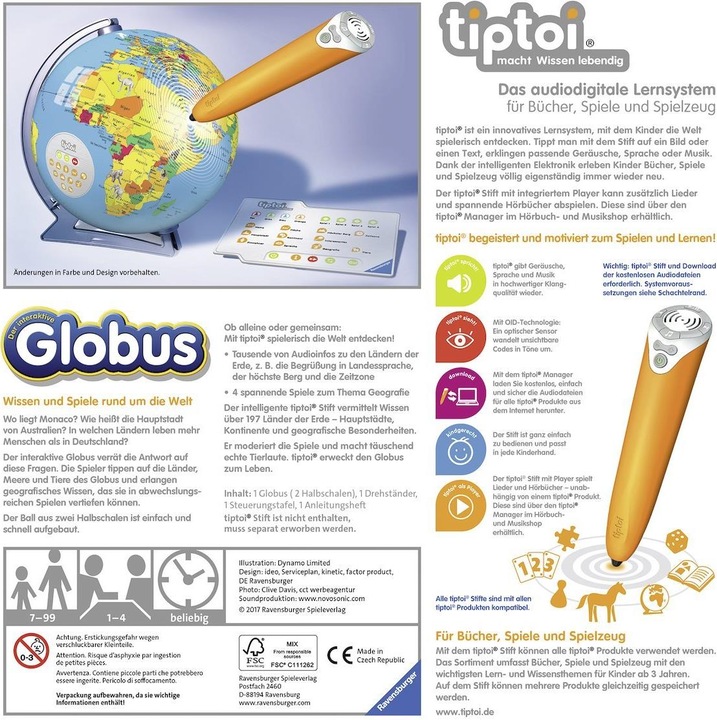Actual product image tiptoi Interactive globe (German)