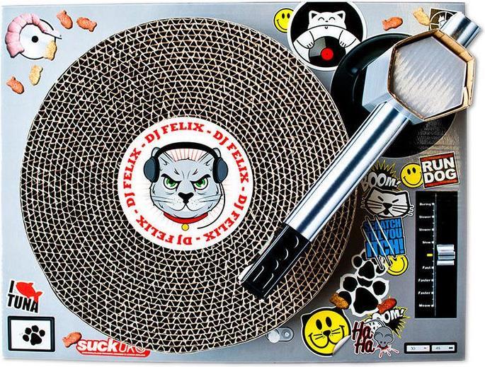 Actual product image Suck UK Cat Scratching Post Record Player (10 cm, Multi color)