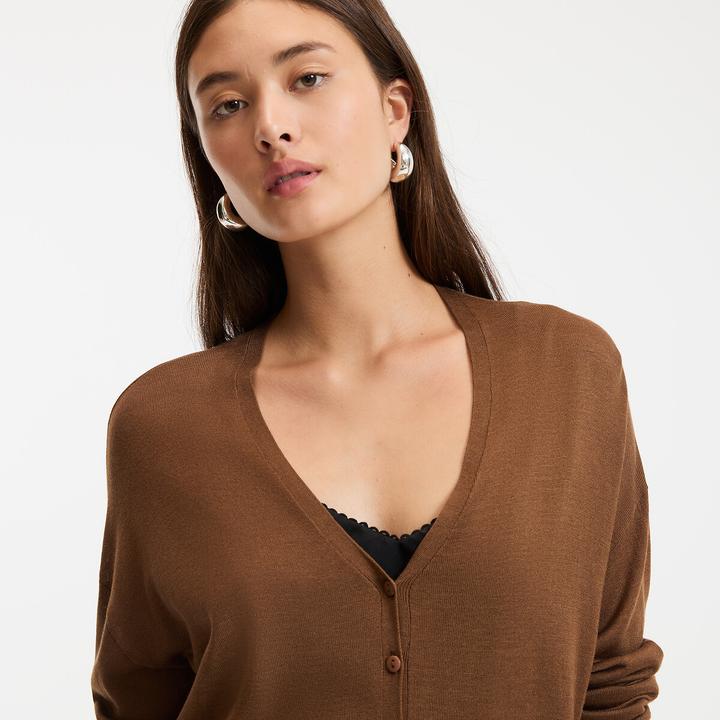 Actual product image La Redoute Collections Feinstrickcardigan mit V-Ausschnitt und Knopfverschluss (M)