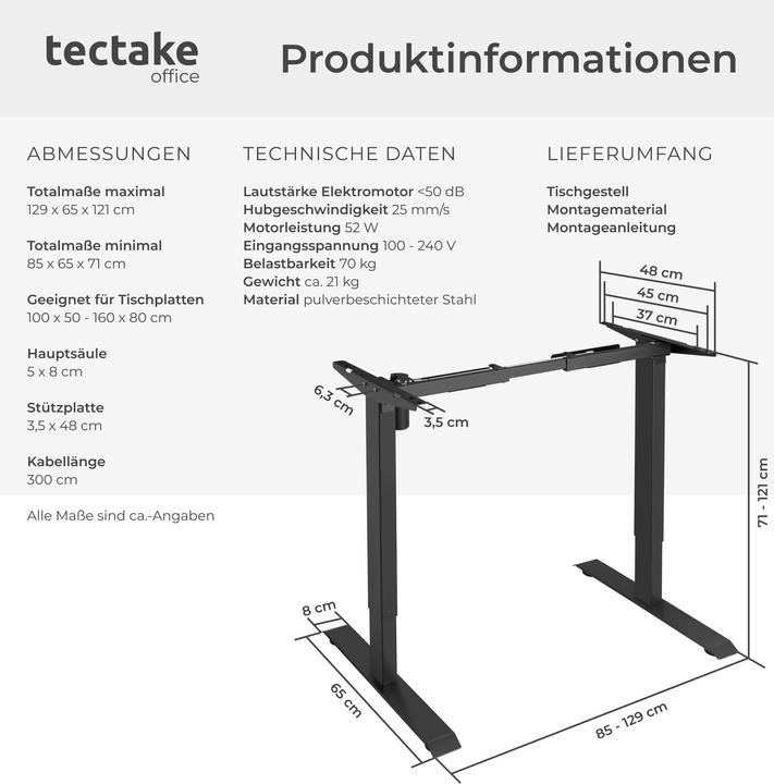 Image du produit tectake Bureau assis debout