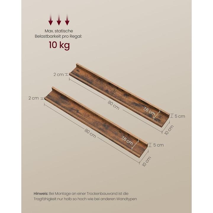 Produktbild Vasagle Wandregale (80 x 10 x 5 cm)