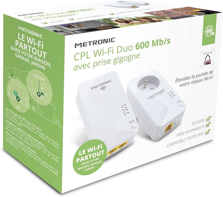 Immagine prodotto Metronic Presa WiFi Powerline con Porte Ethernet (600 Mbit/s)