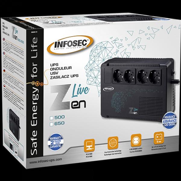 Thumbnail - Infosec Zen Live 500 (500 VA, 300 W, Line-Interaktiv USV), USV