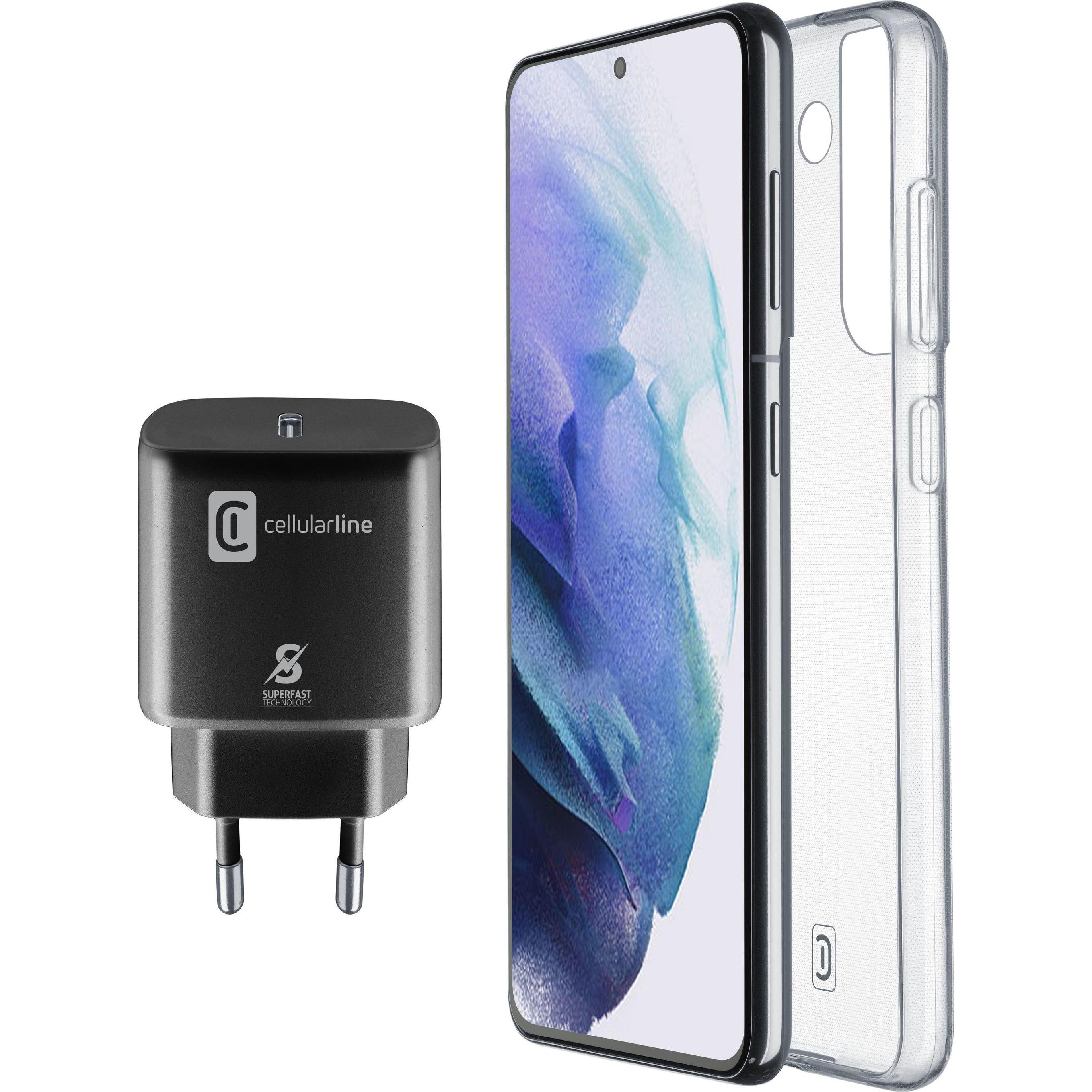 Cellularline STARTER KIT - Samsung - S22 Plus (20 W), Caricatore USB, Nero, Trasparente