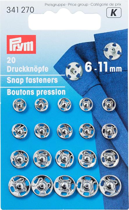 Telliswelt - 5 Bottoni Rivestibili In Metallo 19 Mm Con Strumento Per Applicazione - Colore Argento - Per Fai Da Te E Personalizzazione Tessuti