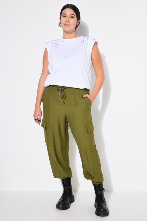 Actual product image Studio Untold Wide Leg Elastic Waist Cargo Pants (54)