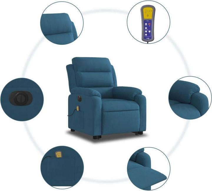 Image du produit vidaXL Fauteuil de massage releveur électrique Fauteuil de relaxation bleu velours